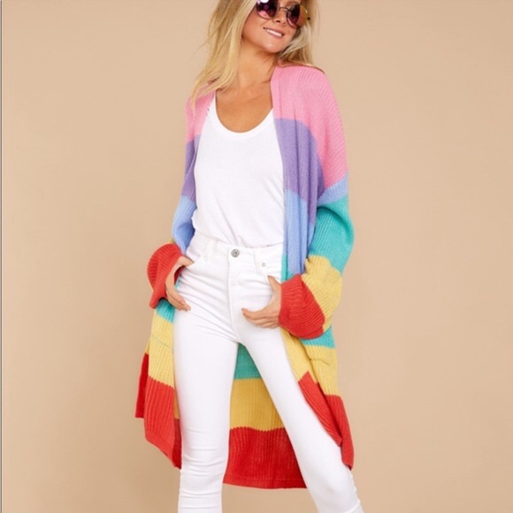 Main Strip Sweaters - EUC Main Strip Rainbow Cardigan